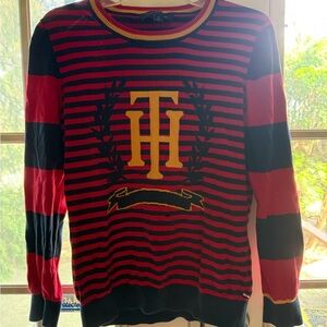 Tommy Hilfiger Striped Crest Heritage Sweater - Red/Navy - M